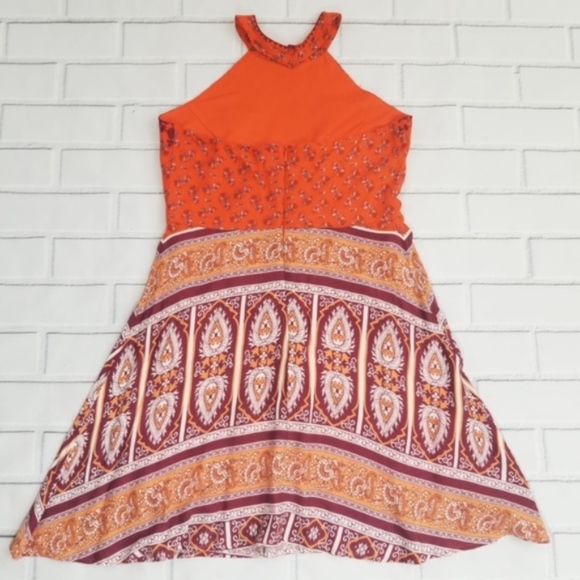 Alya Orange Cody Printed Halter Shift Dress - Picture 5 of 7